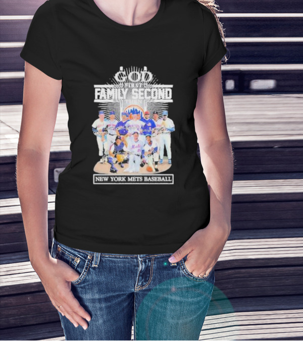 God First Family Second Then New York Mets Baseball Players Signatures T-Shirt