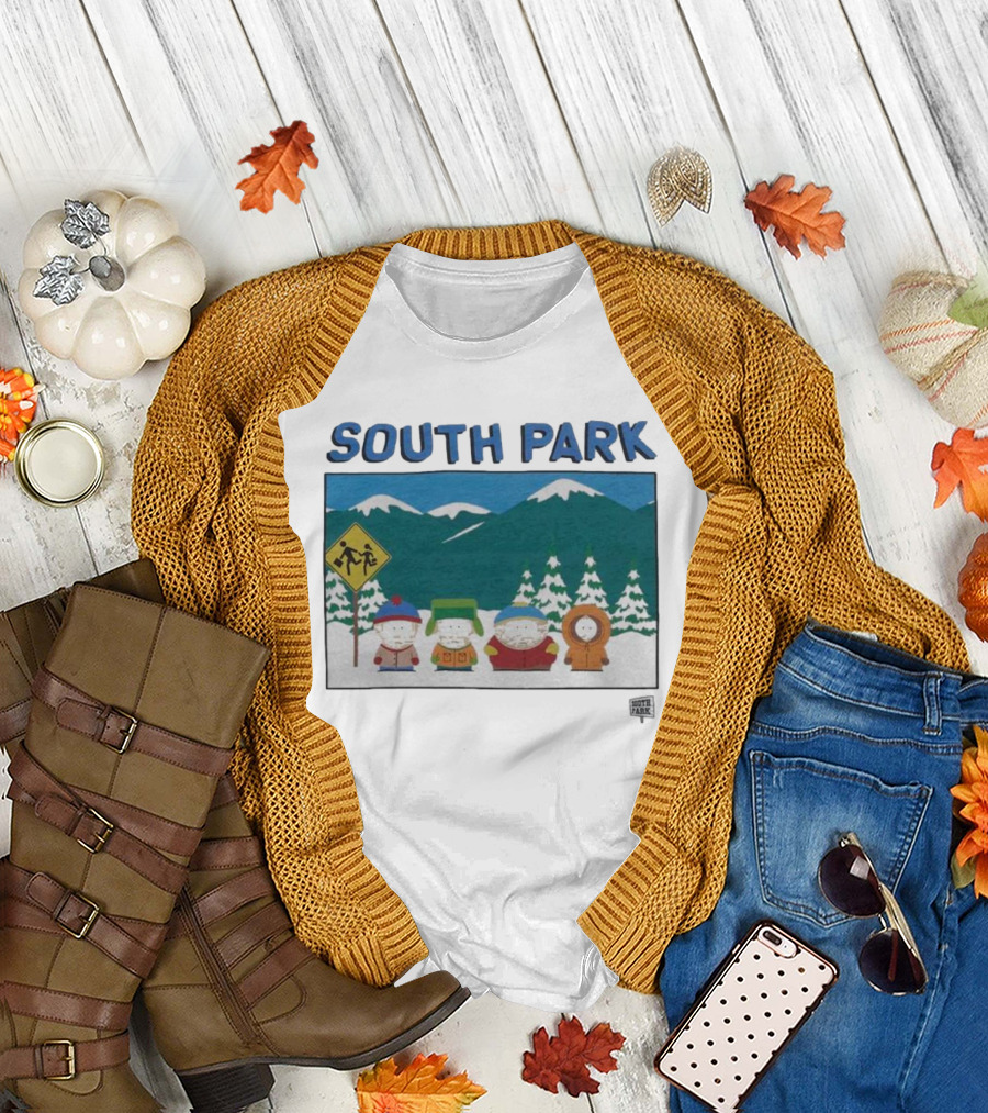 SOUTH PARK Characters in Winter Mountain Scene T-Shirt