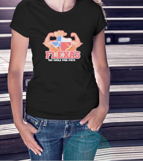 Flexas The Swole Star State Buff Texas Map Muscles Cowboy Hat T-Shirt