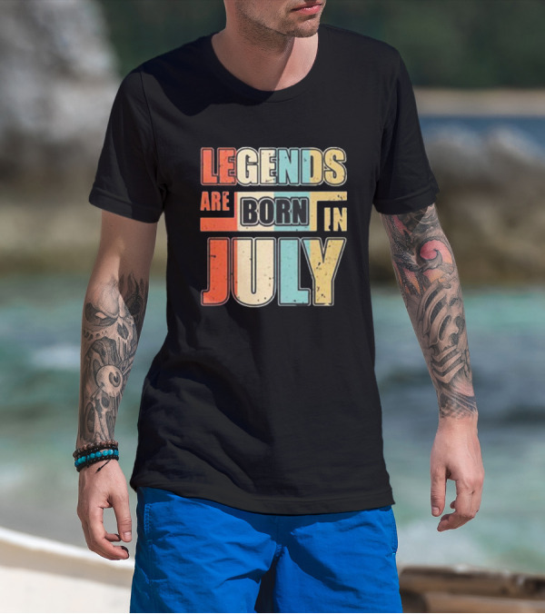 Legends Are Born In July Retro Vintage T-Shirt