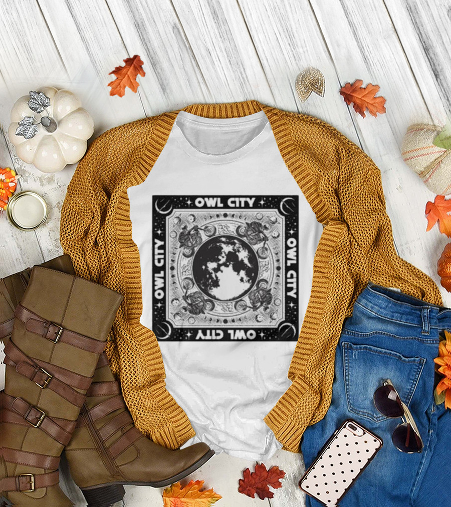 Owl City Moon Cycle Bandana Astronauts and Celestial Motifs T-Shirt