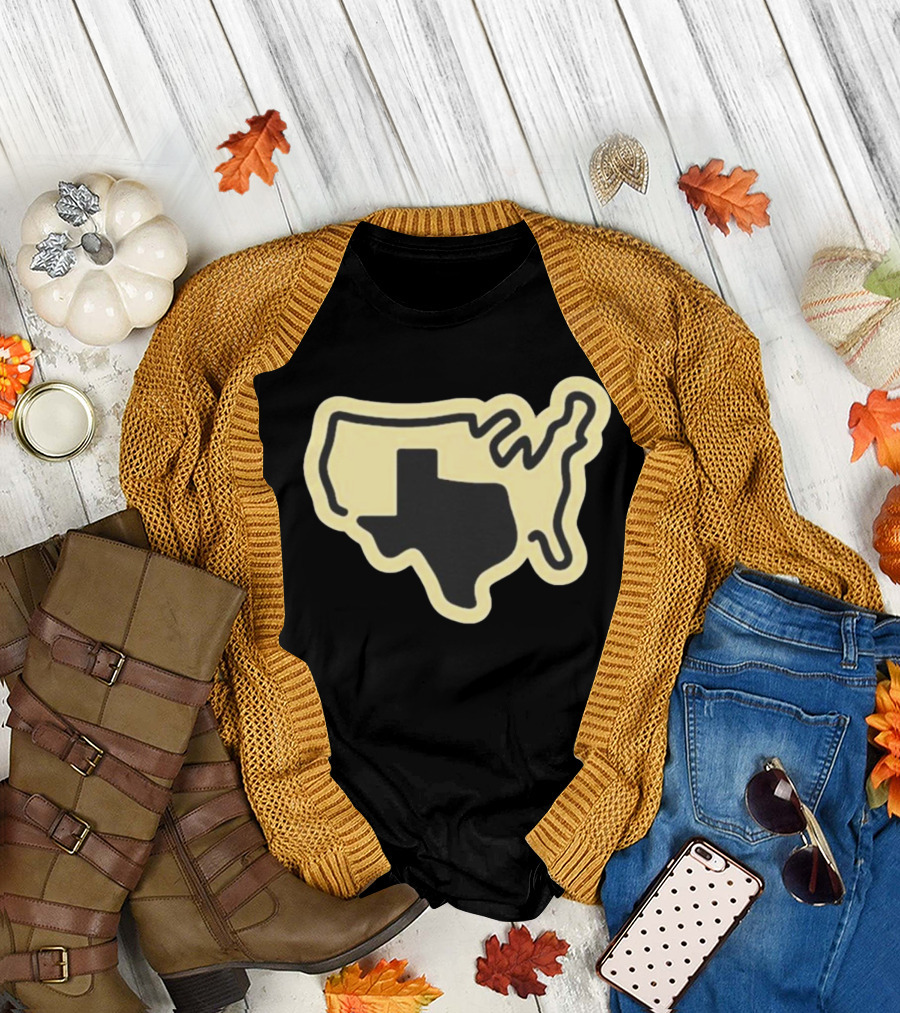 Tan Grand Texas State Silhouette Map USA Shape T-Shirt