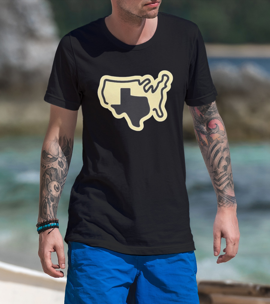 Tan Grand Texas State Silhouette Map USA Shape T-Shirt