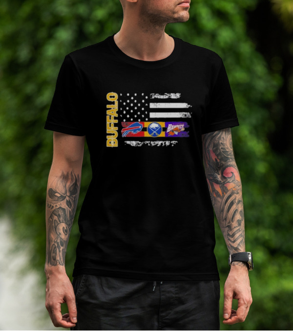Buffalo Bills Sabres Bandits US Flag Buffalo T-Shirt