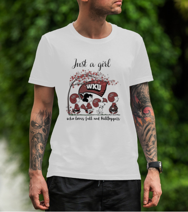 Just A Girl Who Loves Fall WKU Hilltoppers Peanuts T-Shirt