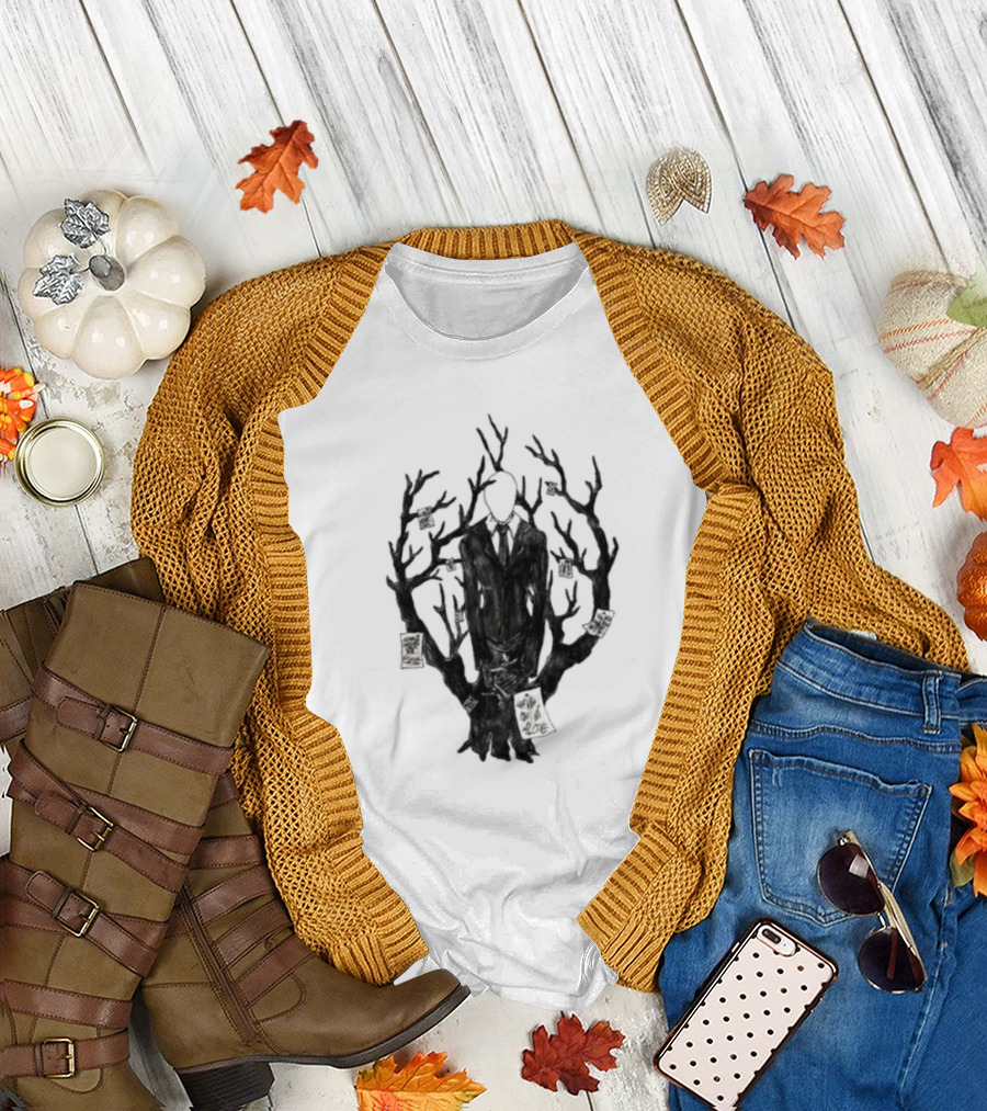 Slenderman III Halloween Tree Branches Cards T-Shirt
