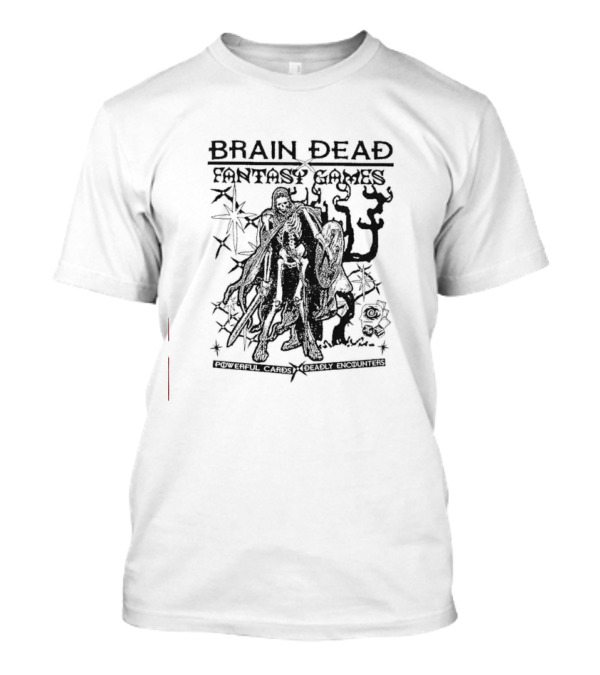 Brain Dead Fantasy Games Powerful Cards Deadly Encounters Skeleton Warrior T-Shirt