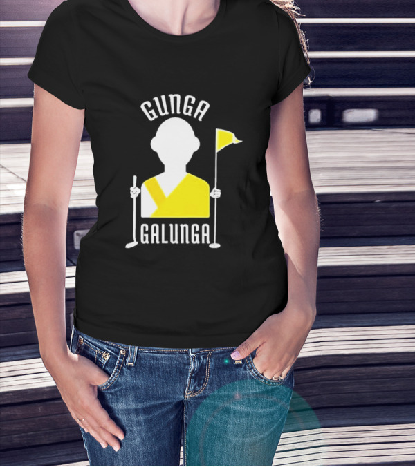 Gunga Galunga Golf Monk Icon With Clubs And Flag T-Shirt