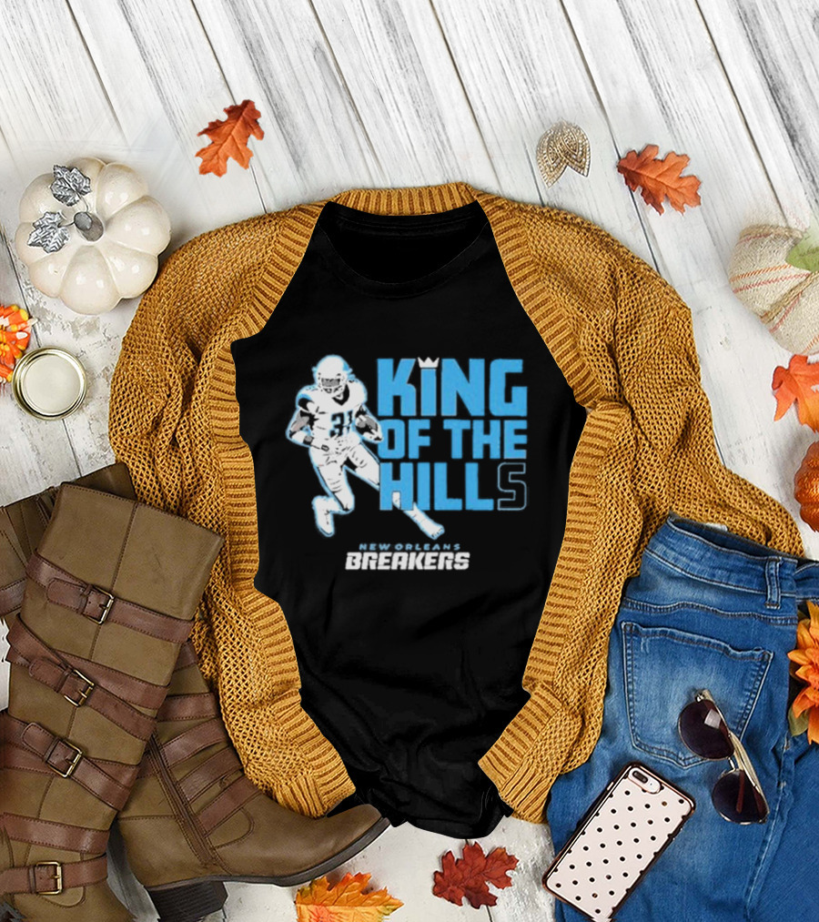 New Orleans Breakers King Of The Hills Football Player Action T-Shirt