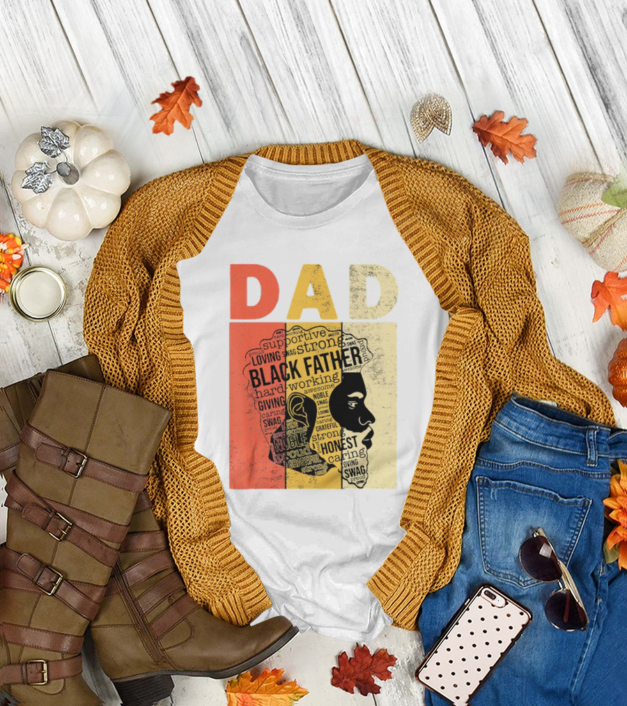Vintage Black Father Supportive Strong Loving Honest Caring African American Dad T-Shirt