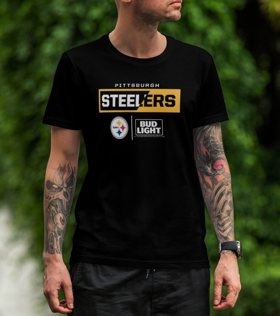 Pittsburgh Steelers Bud Light Collaboration NFL Team T-Shirt