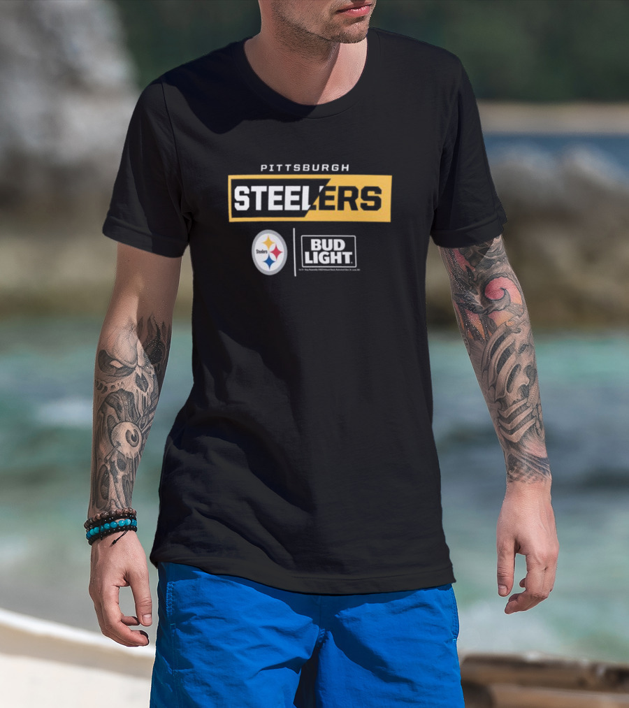 Pittsburgh Steelers Bud Light Collaboration NFL Team T-Shirt