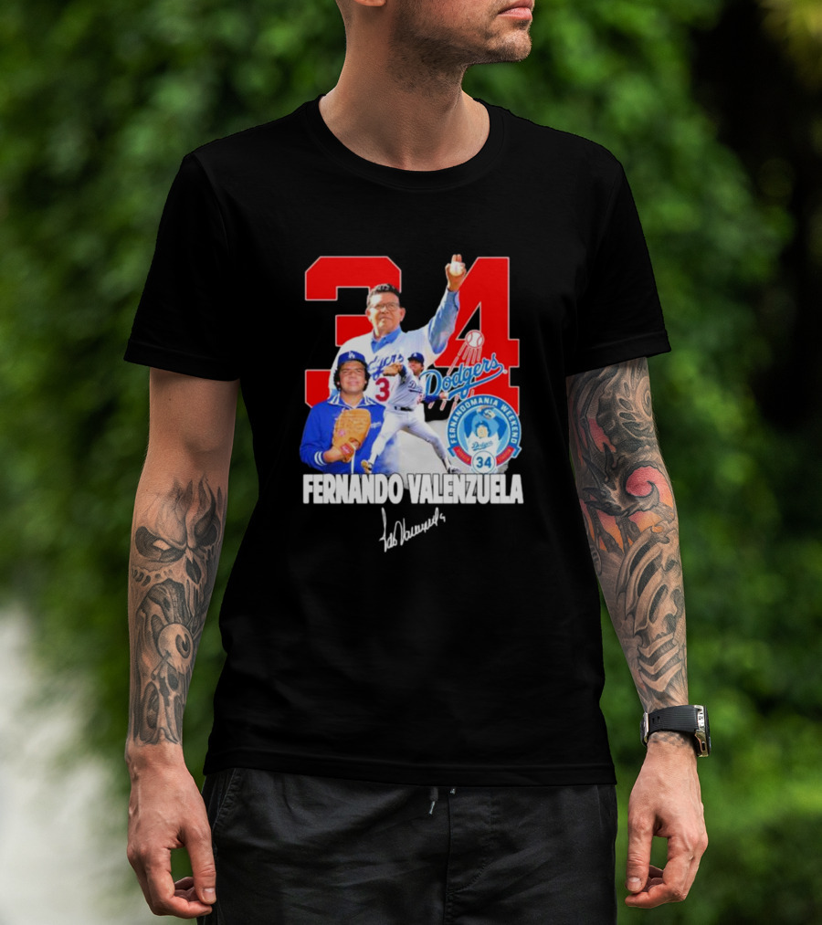 Dodgers Fernando Valenzuela Fernando Mania Weekend Signature 34 T-Shirt