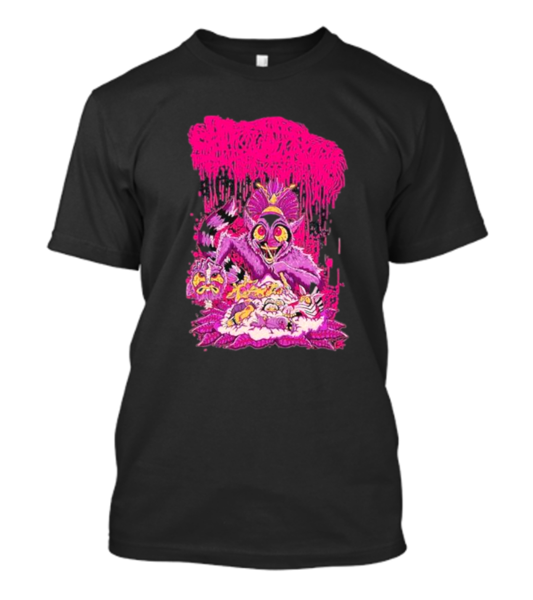 Sanguisugabogg Madagascar Lemur Creature In Psychedelic Pink With Dripping Effect T-Shirt