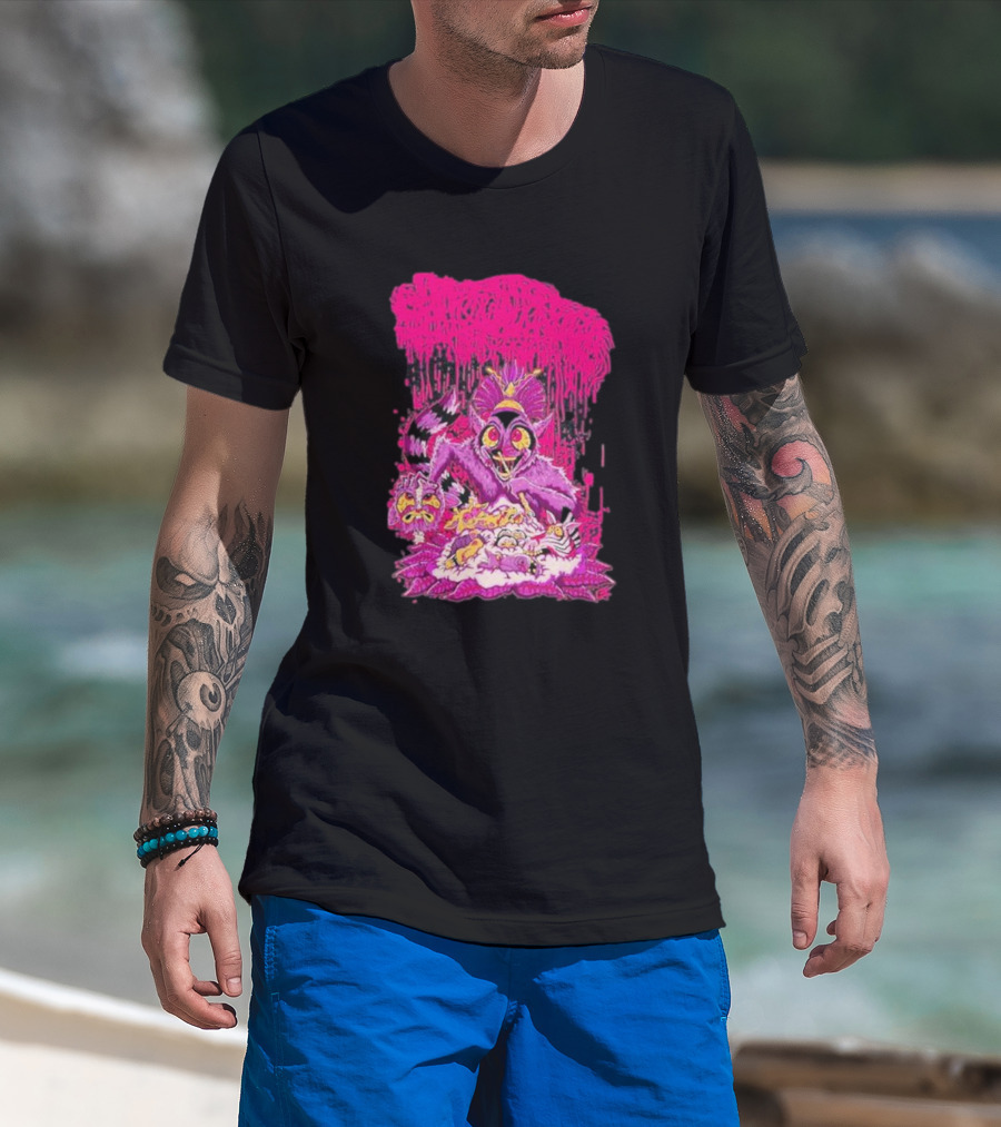 Sanguisugabogg Madagascar Lemur Creature In Psychedelic Pink With Dripping Effect T-Shirt