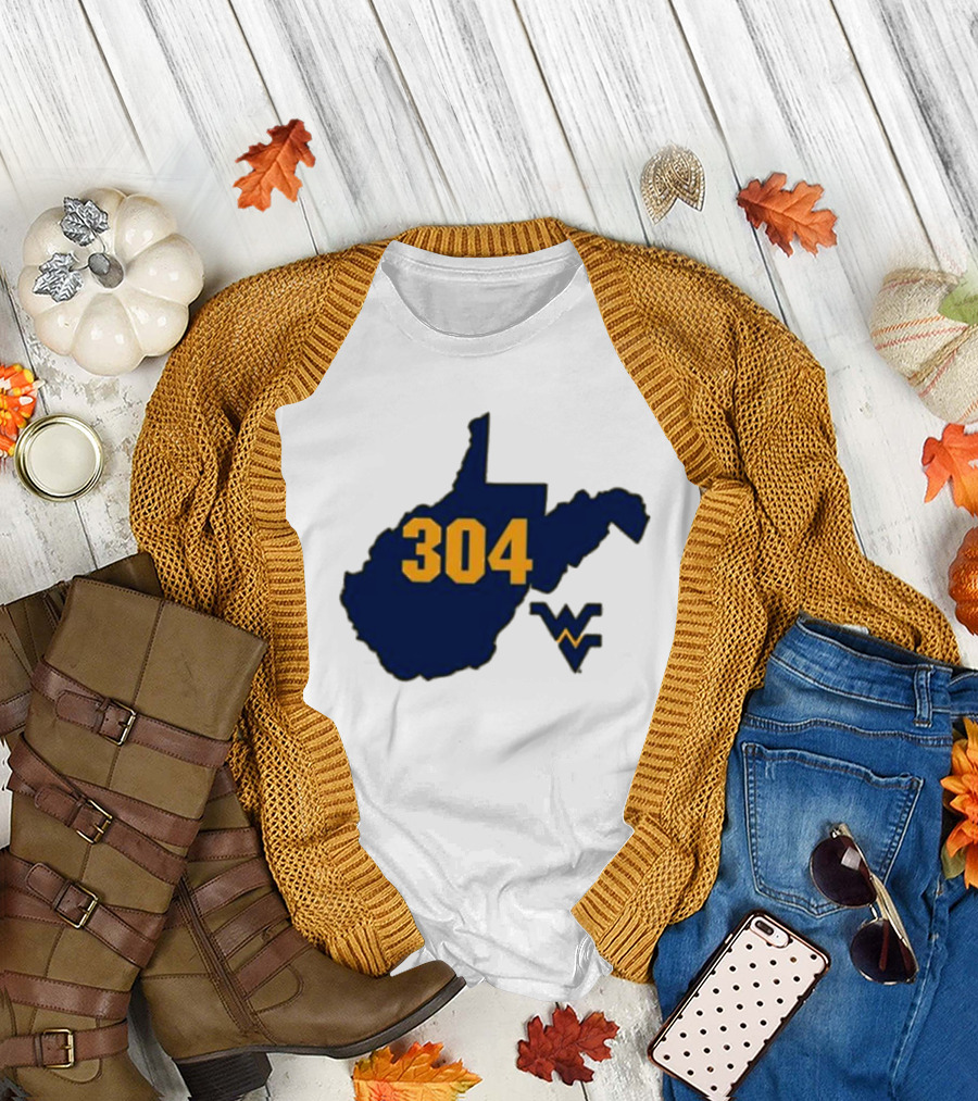 WVU 304 West Virginia State Map with Iconic T-Shirt