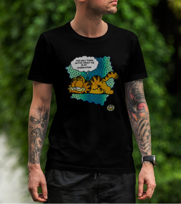 The Only Thing Active About Me Is My Imagination Garfield Comic Relief T-Shirt