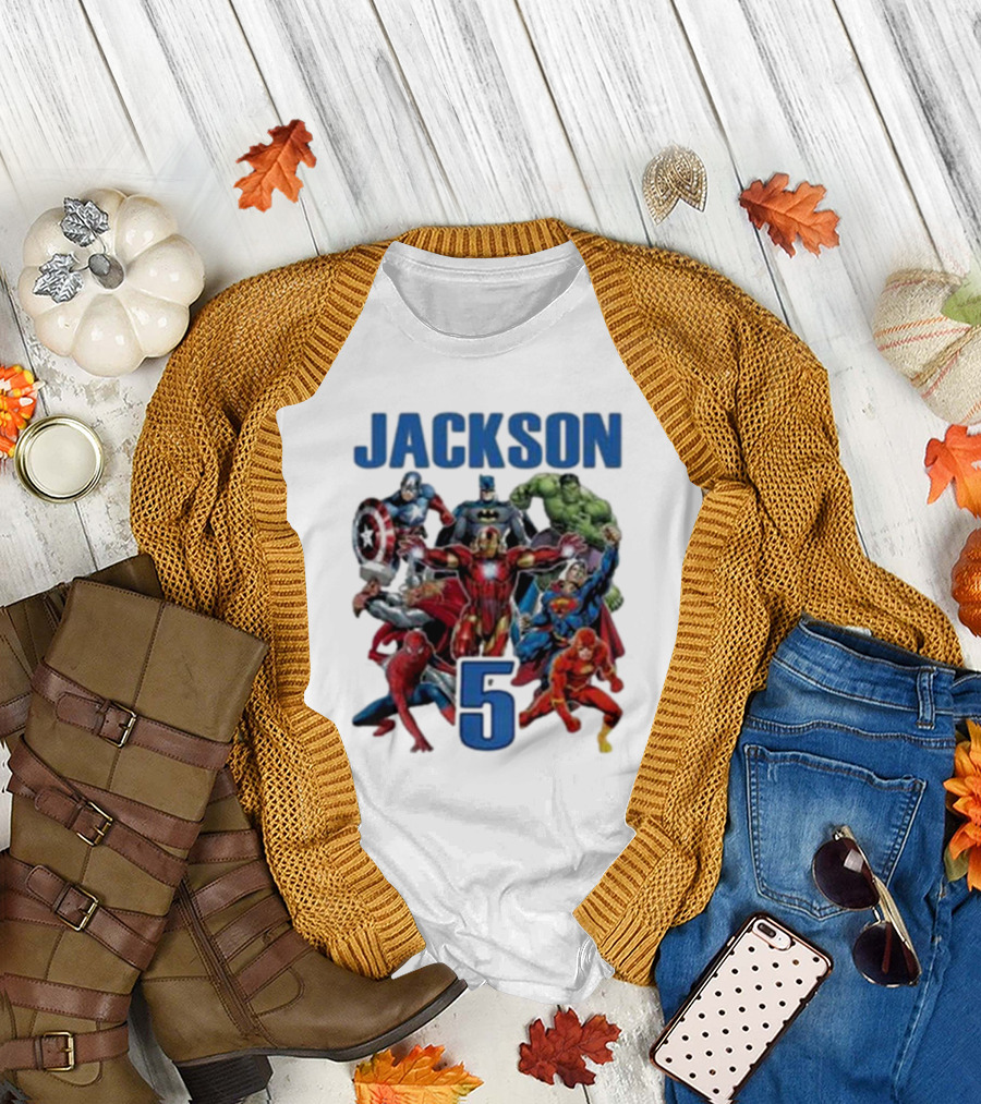 Jackson 5 Super Hero Birthday Avengers Family T-Shirt