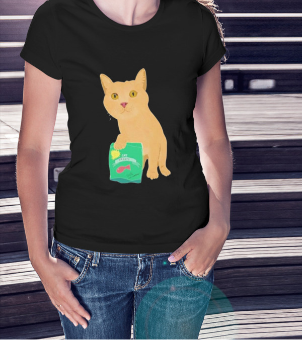 Cat Holding Bag With Cat Treats 100% Not Garbage T-Shirt