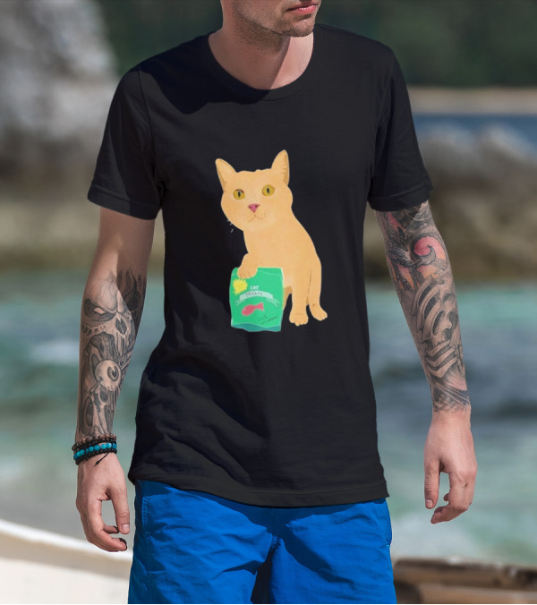 Cat Holding Bag With Cat Treats 100% Not Garbage T-Shirt