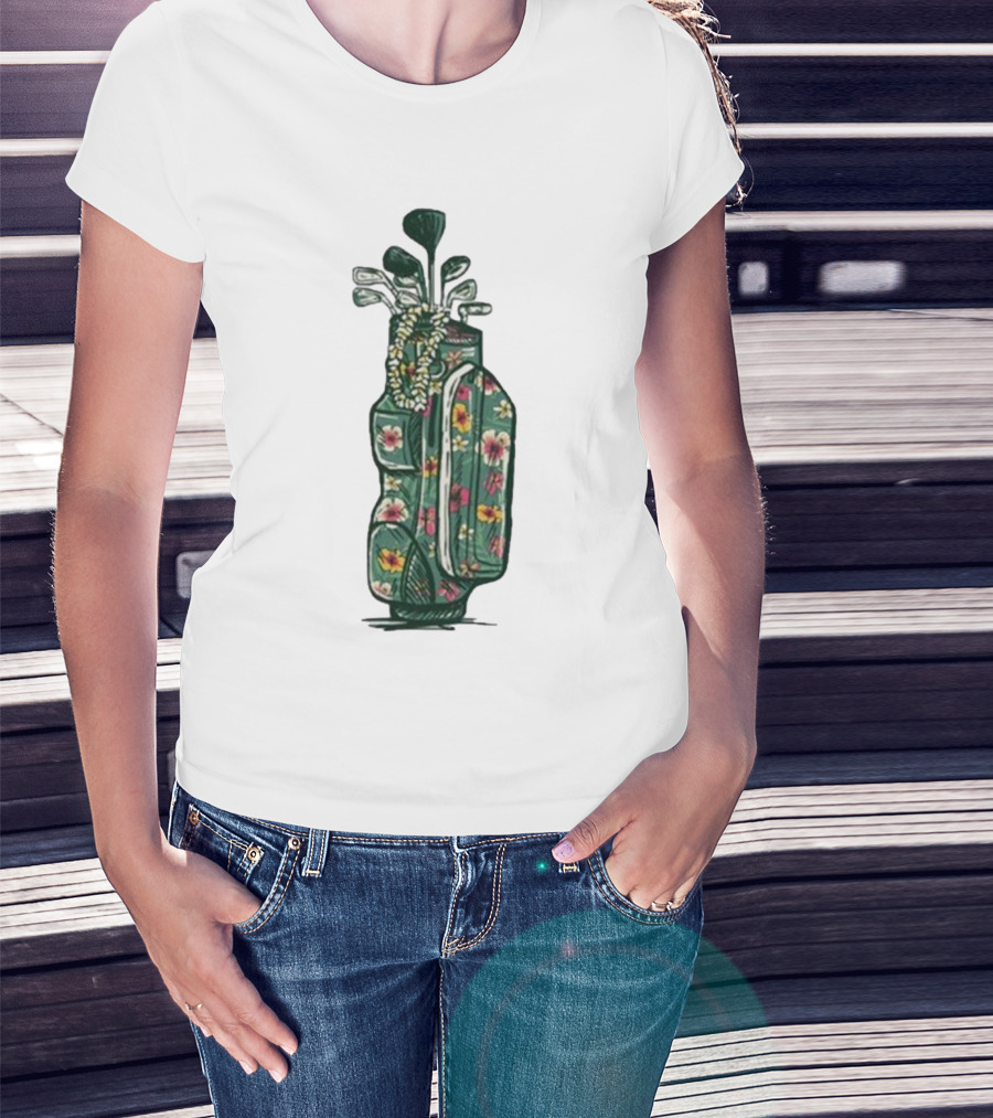 Golf Maui Pocket Hawaiian Floral Golf Bag T-Shirt