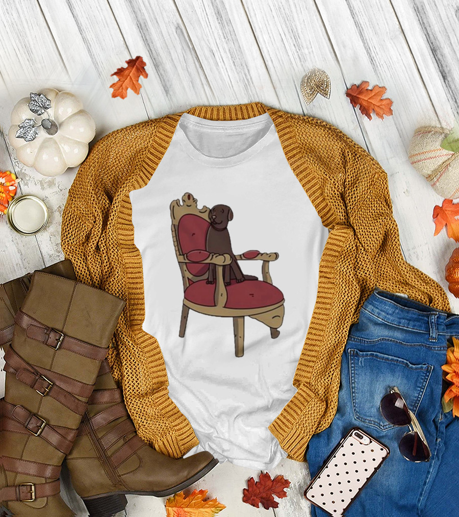 Poorly Drawn Arsenal Dog on Ornate Chair T-Shirt