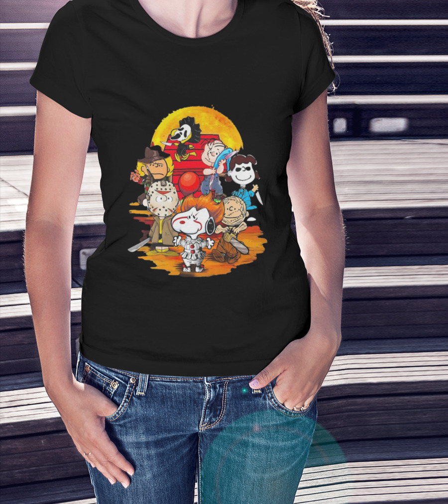 Snoopy Peanuts Horror Characters Halloween Moon T-Shirt