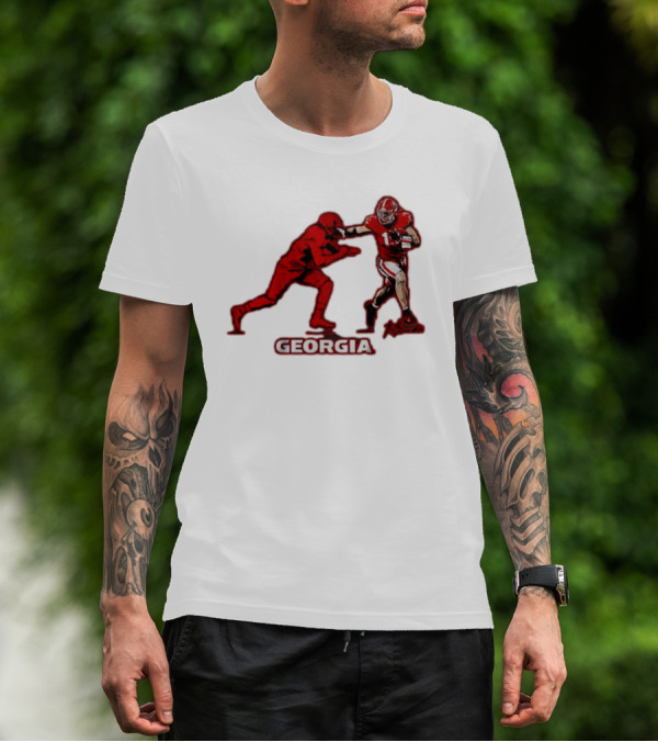 Georgia Football Superstar Brock Bowers Action Pose T-Shirt