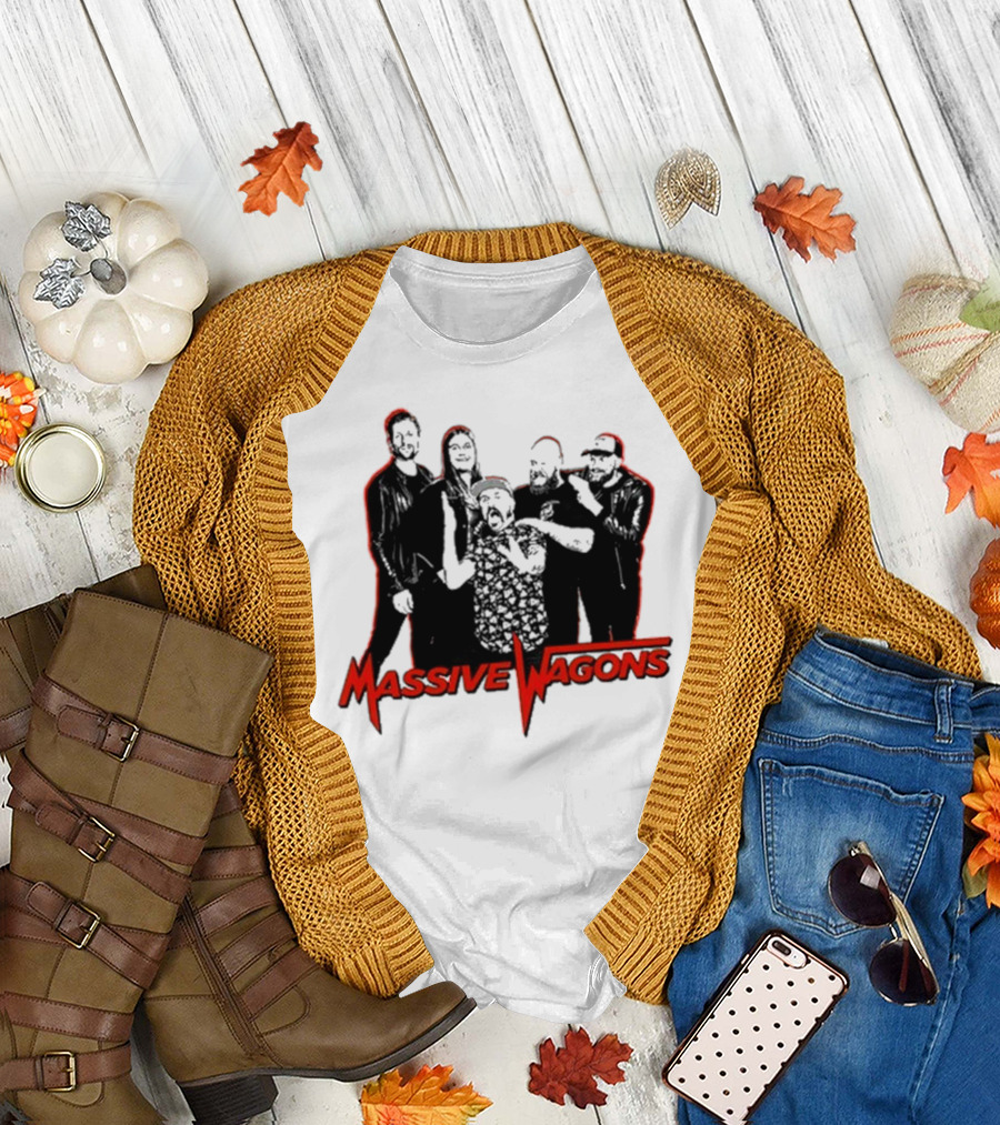 Massive Wagons Band Red Silhouette Group Image T-Shirt