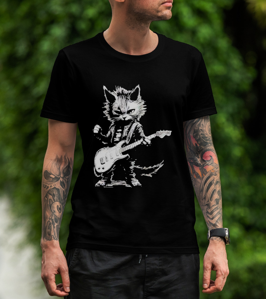 Guitar Cat Rock Kitty Playing Guitar Gifts For Her T-Shirt