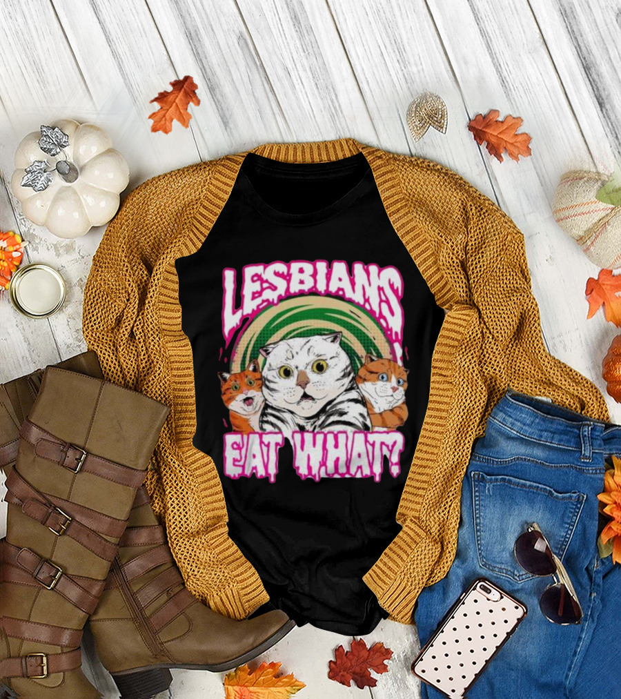 Lesbians Eat What Cats Cartoon T-Shirt