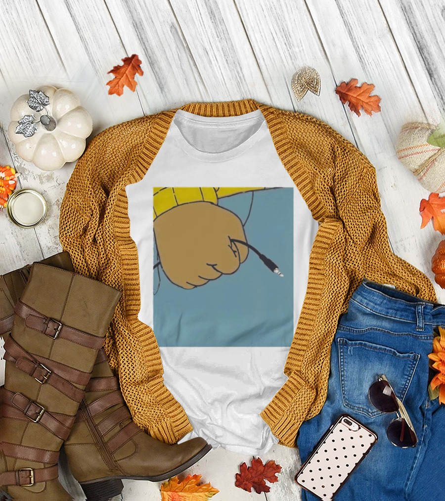 Arnold Pass the Aux Hand Holding Audio Cable Meme T-Shirt