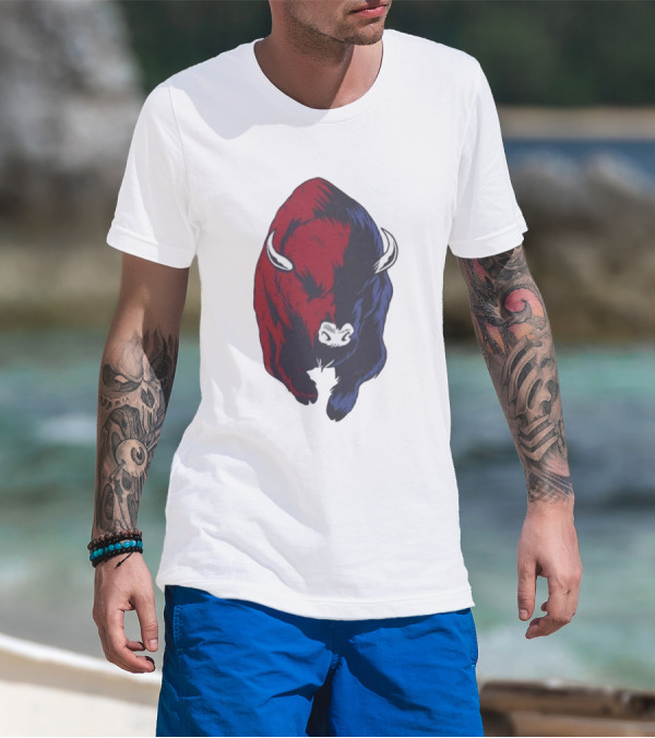 Bull Duality Red Blue Contrast T-Shirt