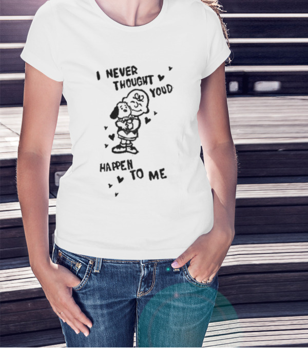 I Never Thought Youd Happen To Me Snoopy Charlie Hug Hearts T-Shirt