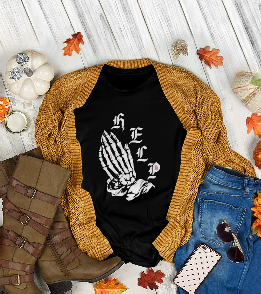 Brandon Lake Store Lake HELP Skeleton Hand Bones T-Shirt