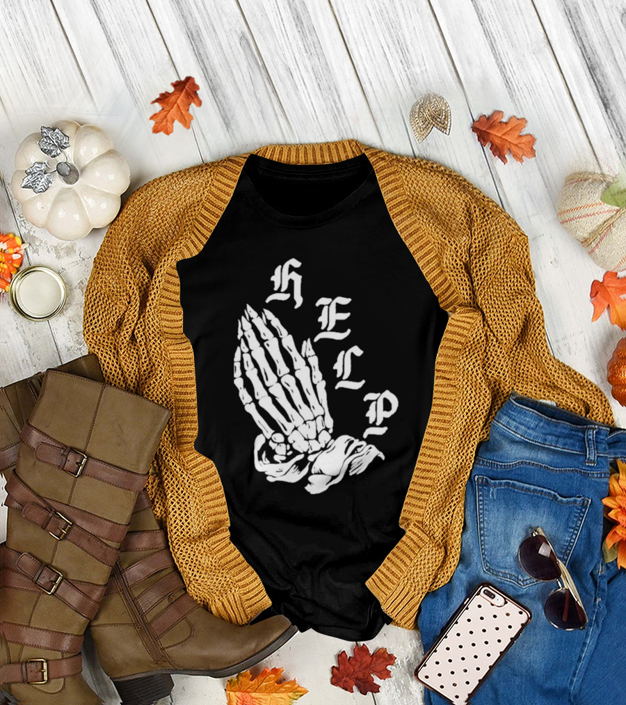 hELP Bones Puff Print Skeleton Hands T-Shirt