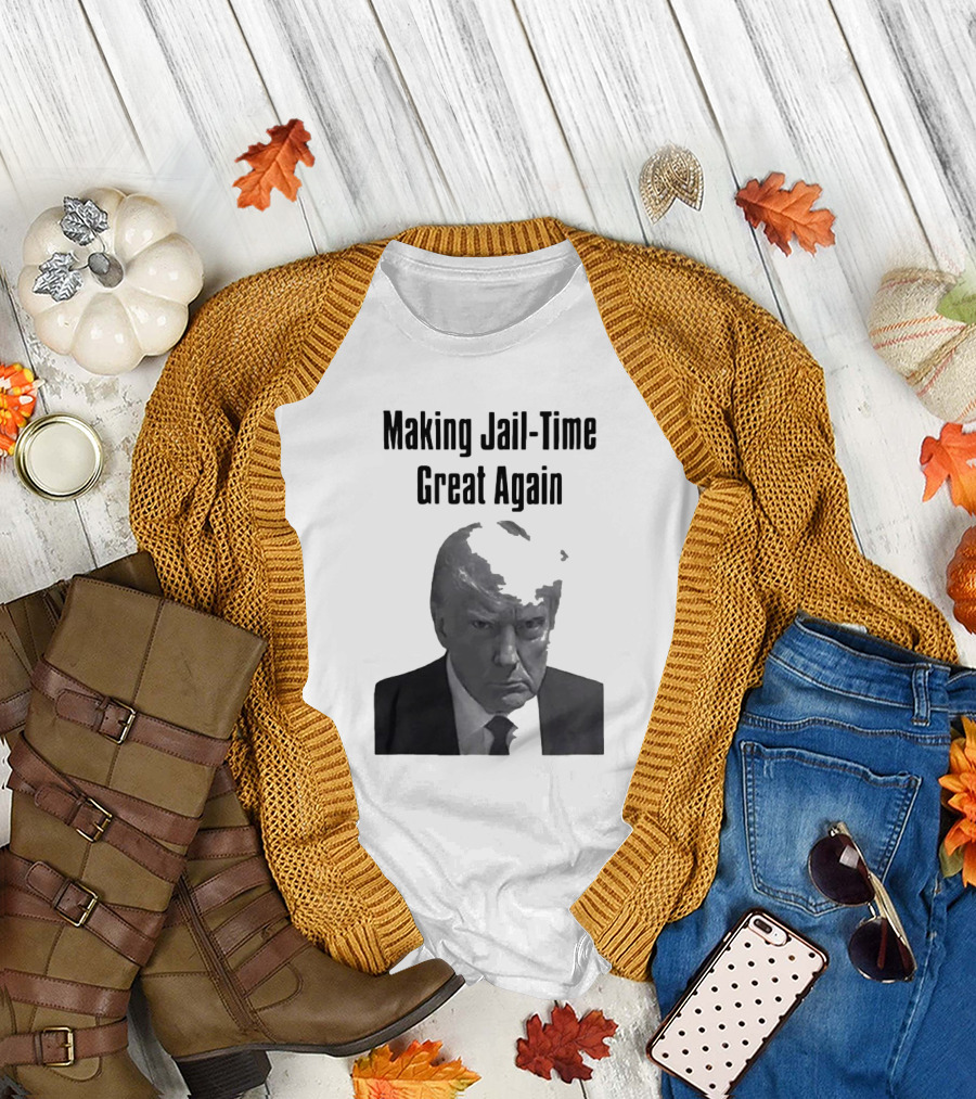 Making Jail-Time Great Again Trump Shot Black and White Image T-Shirt