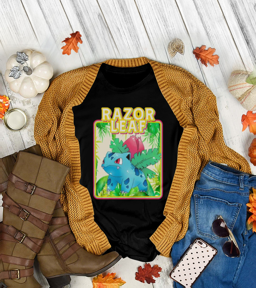Razor Leaf Pokemon Anime Fan T-Shirt