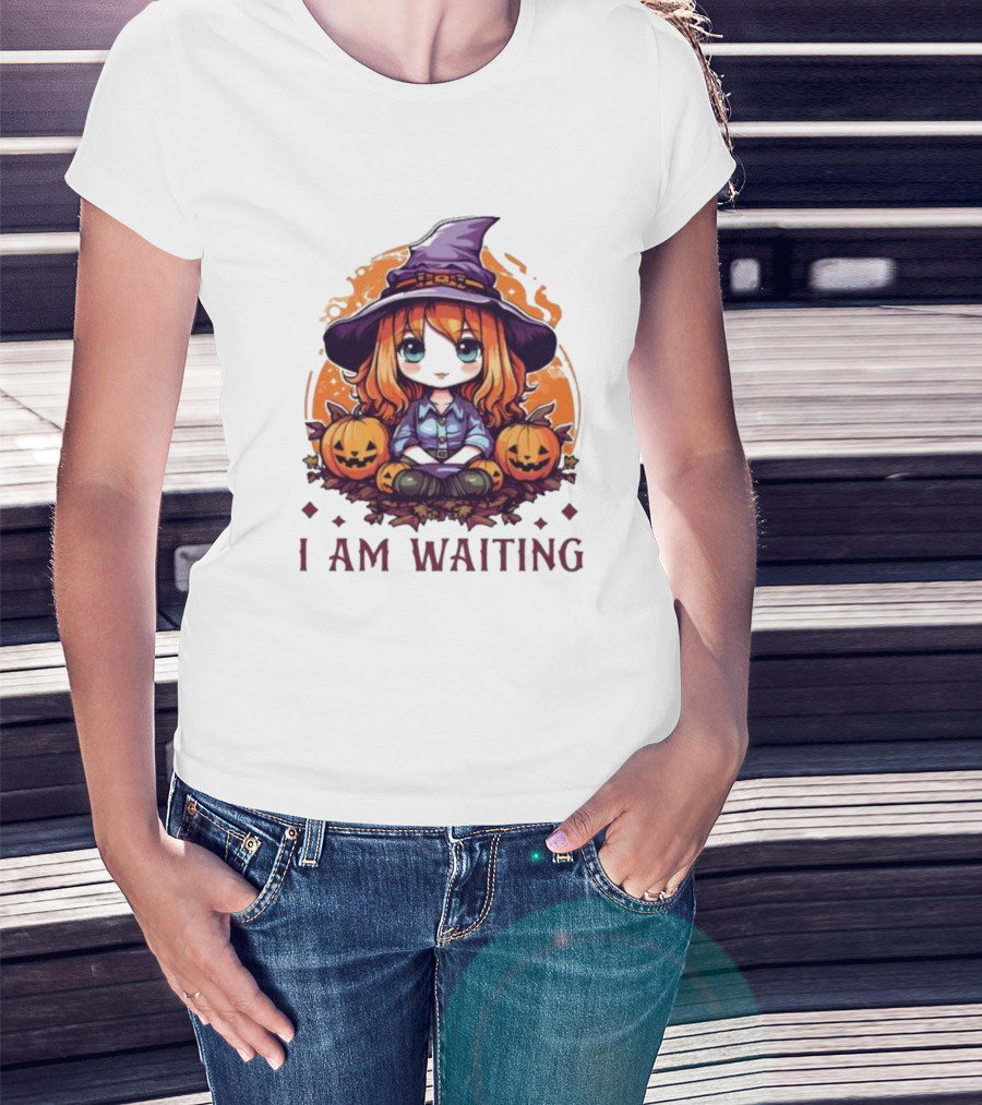 Chibi Witch I Am Waiting Pumpkins T-Shirt