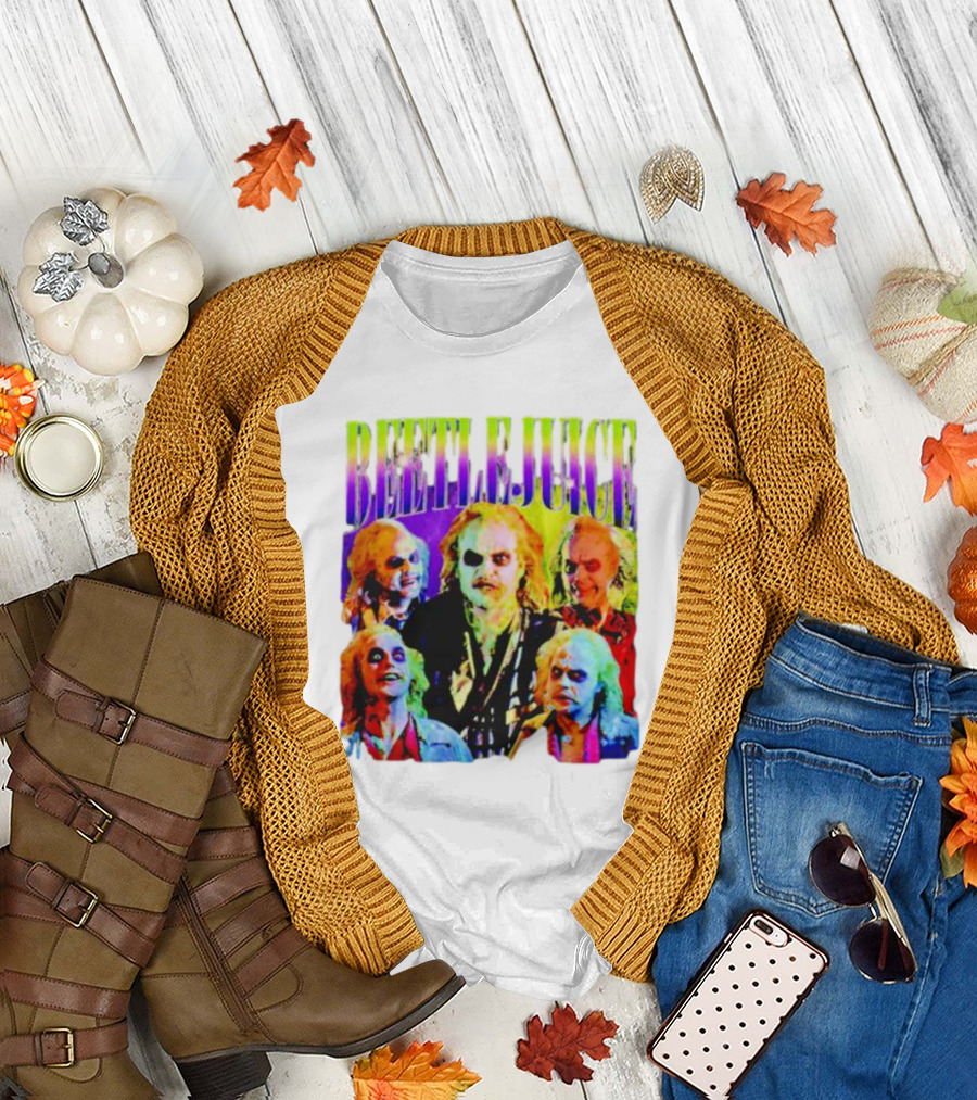 Beetlejuice Multicolor Faces Fantasy Horror Movie T-Shirt