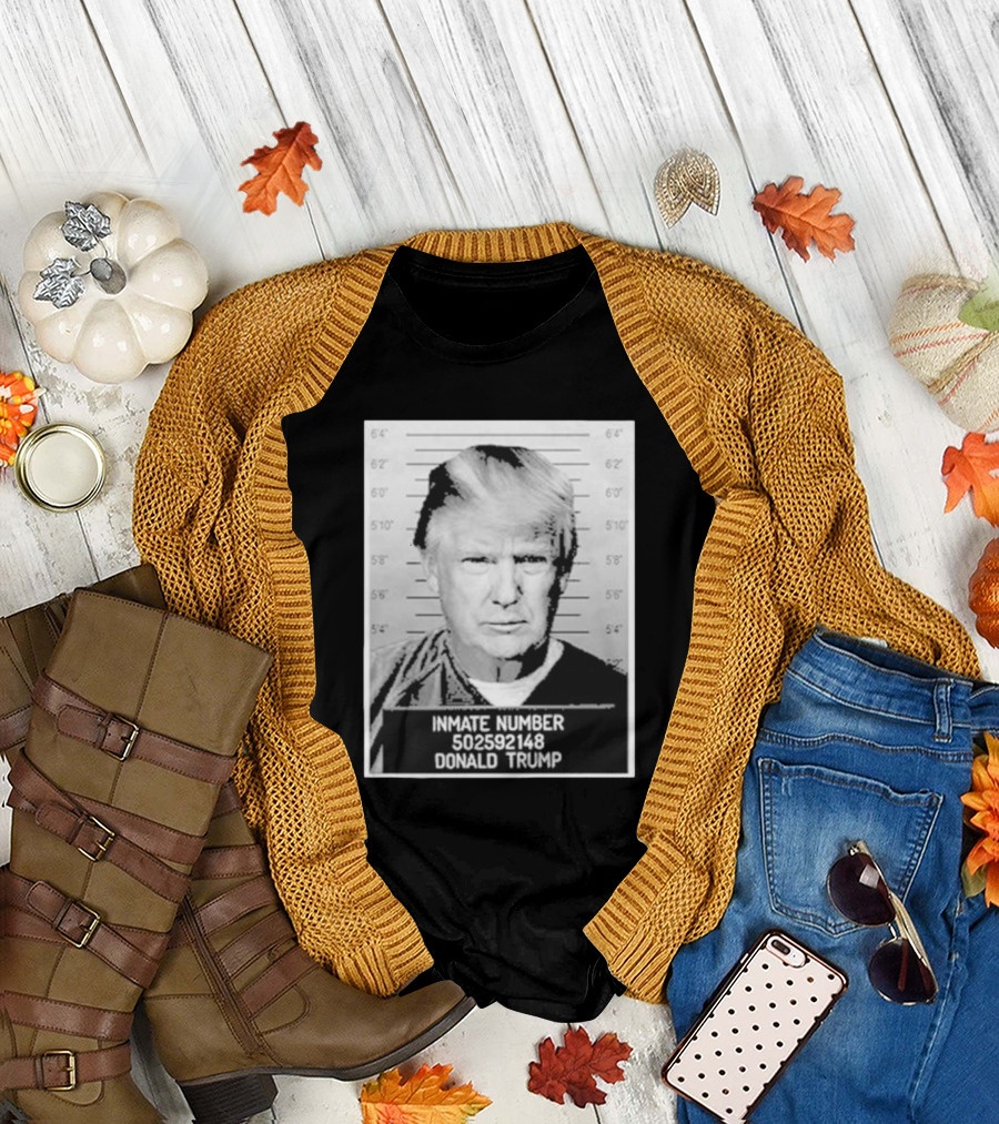 Donald Trump Mugshot Inmate Number 502592148 Black and White Image T-Shirt