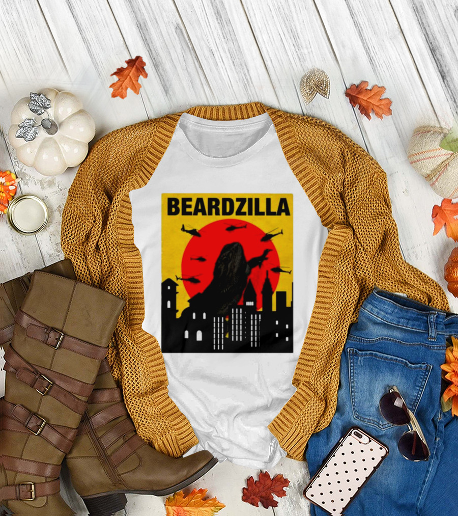 BEARDZILLA LIZARD LOVER CITYSCAPE AND HELICOPTERS T-Shirt
