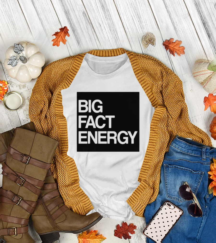 Fact Fiend Big Fact Energy Black Square Block Lettering T-Shirt
