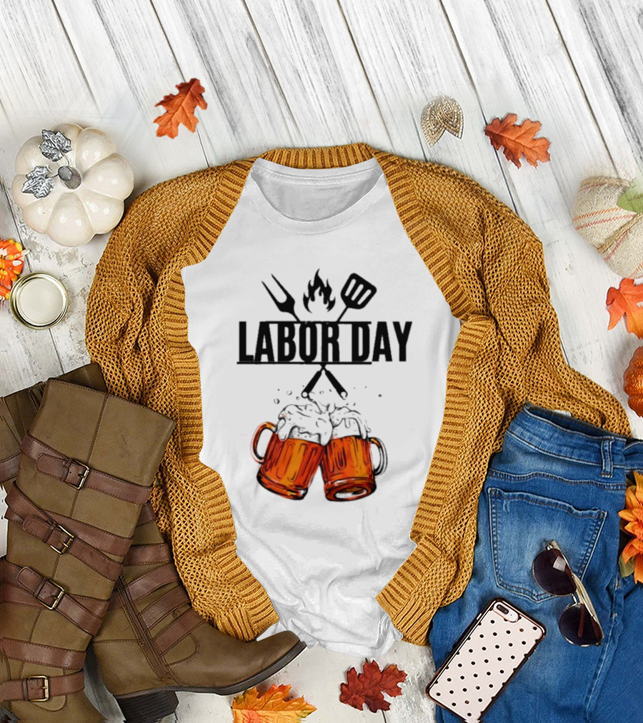 Labor Day BBQ Fire Beer Cheers T-Shirt