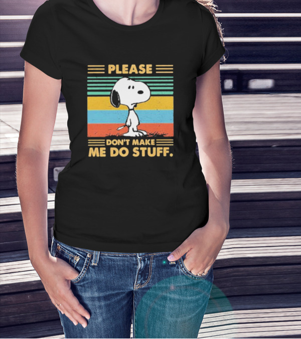 Snoopy Please Don’t Make Me Do Stuff Vintage Retro Colors T-Shirt