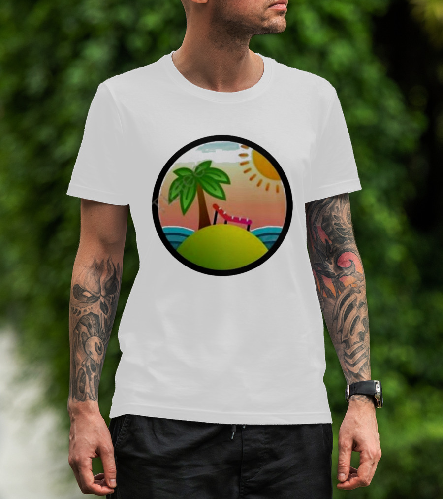 Tanstack Just Relax In Color Sunny Beach Island With Palm Tree And Lounge Chair T-Shirt