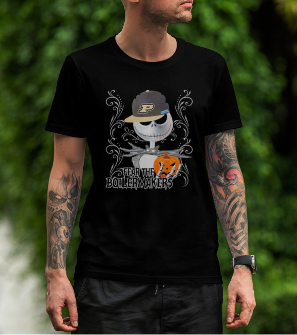 Jack Skellington Fear The Purdue Boilermakers Halloween Pumpkin T-Shirt