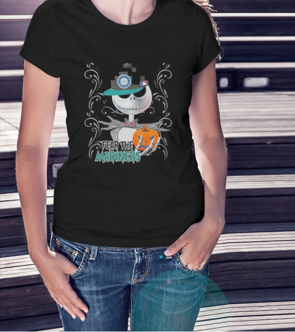 Jack Skellington Seattle Mariners Halloween Pumpkin Fear The Mariners T-Shirt