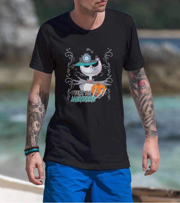 Jack Skellington Seattle Mariners Halloween Pumpkin Fear The Mariners T-Shirt