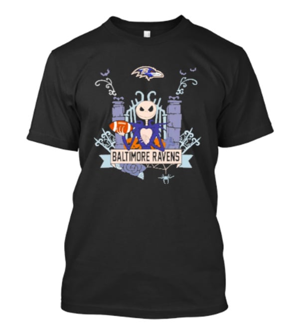 NFL Baltimore Ravens Jack Skellington Halloween Football T-Shirt